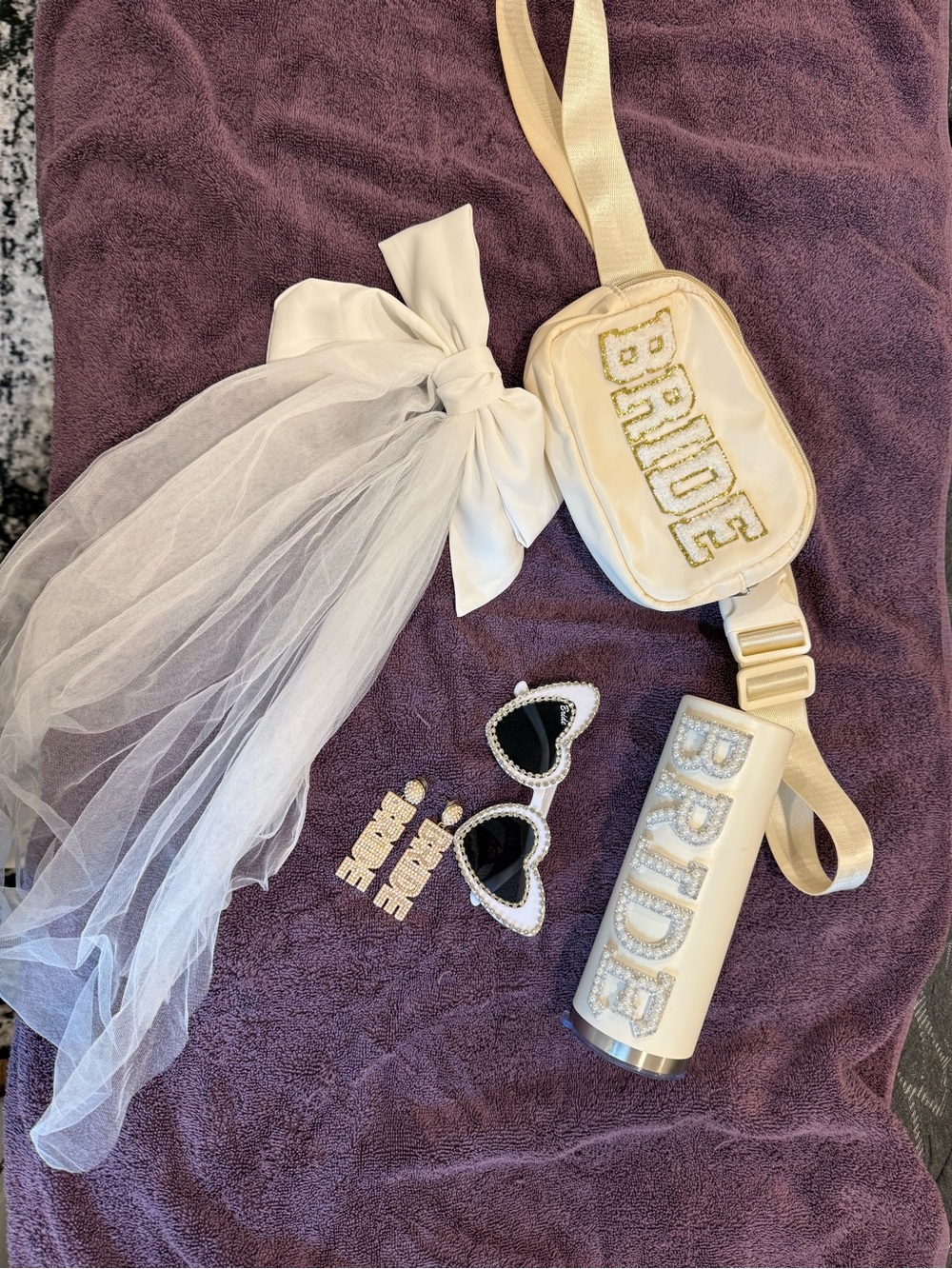 Bride Veil Bow Headband and Accessories Set in Ivory - Unbranded